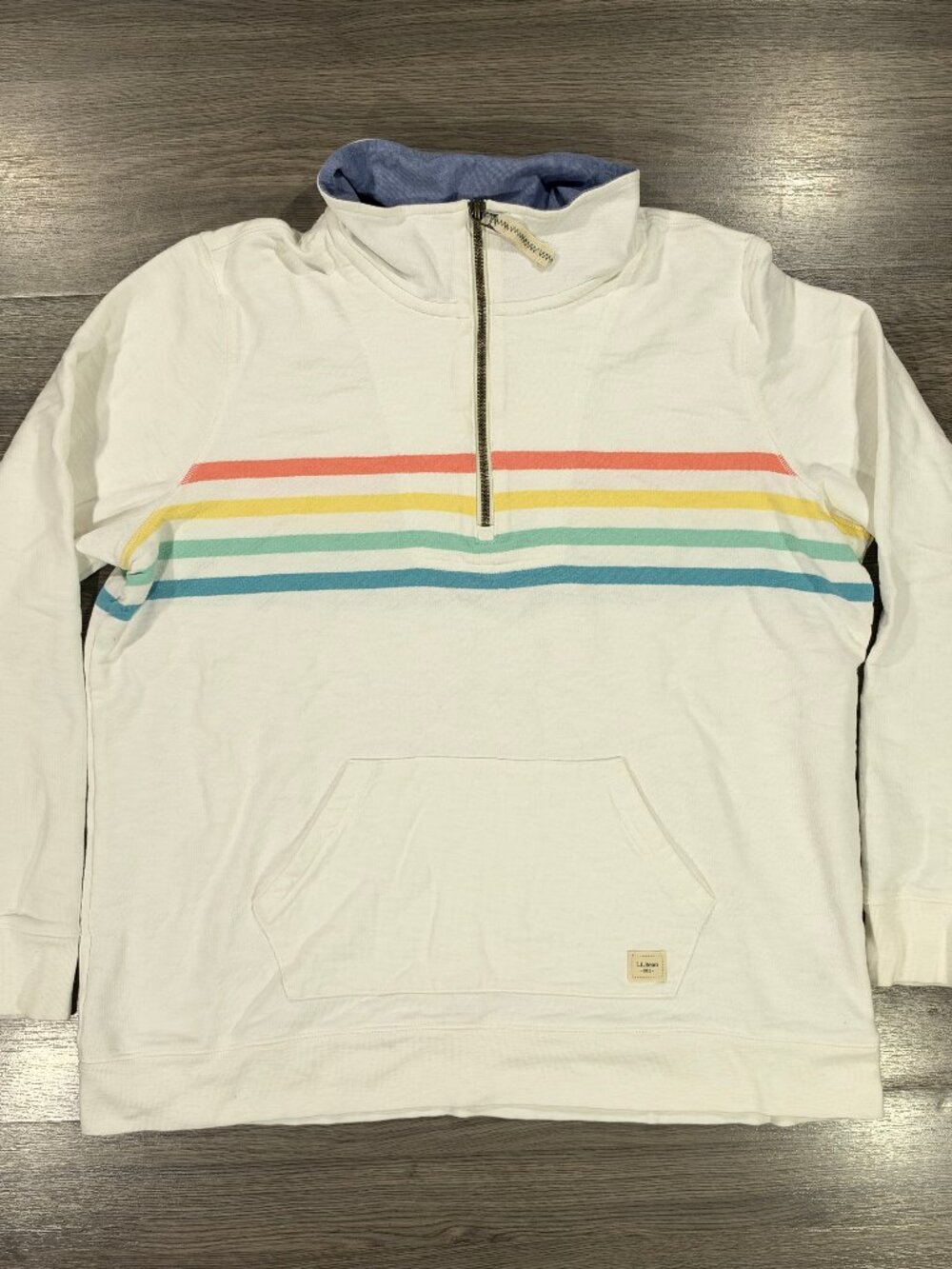 L.L. Bean Women's Peaks Island Quarter-Zip Pullover - White
